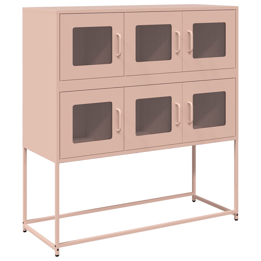 Vidaxl dressoir 100,5x39x107 cm koudgewalst staal roze