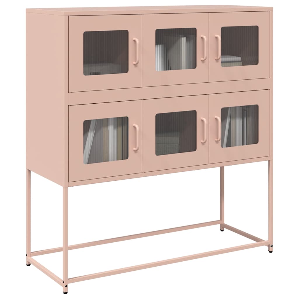 Vidaxl dressoir 100,5x39x107 cm koudgewalst staal roze