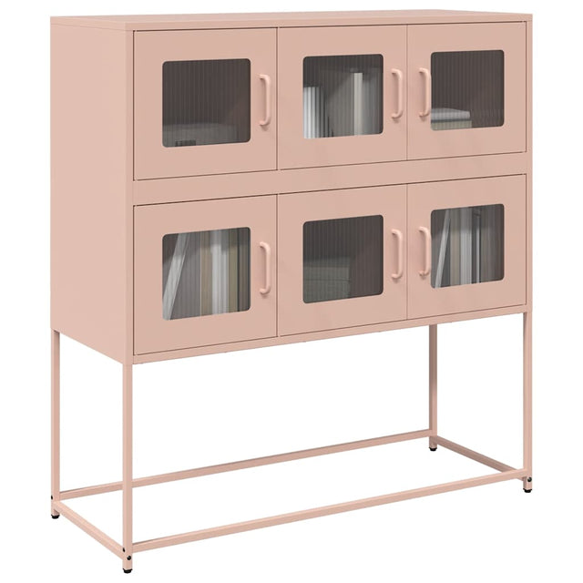 Vidaxl dressoir 100,5x39x107 cm koudgewalst staal roze