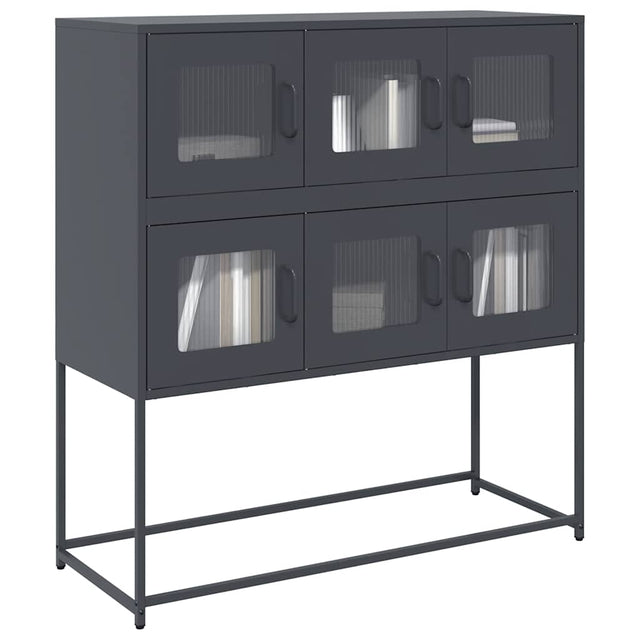 Vidaxl dressoir 100,5x39x107 cm koudgewalst staal antracietkleurig