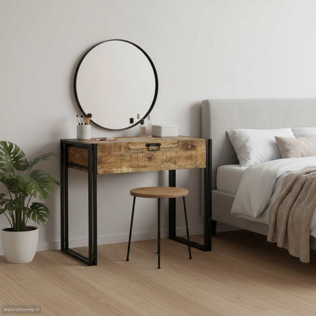 Vidaxl slaapkamer kaptafels bruin 90 x 50 x 75 cm massief mangohout