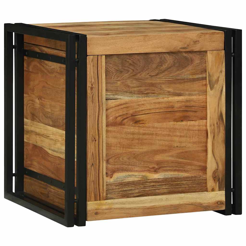 Vidaxl opbergbox bruin en zwart 50 x 50 x 50 cm massief acaciahout
