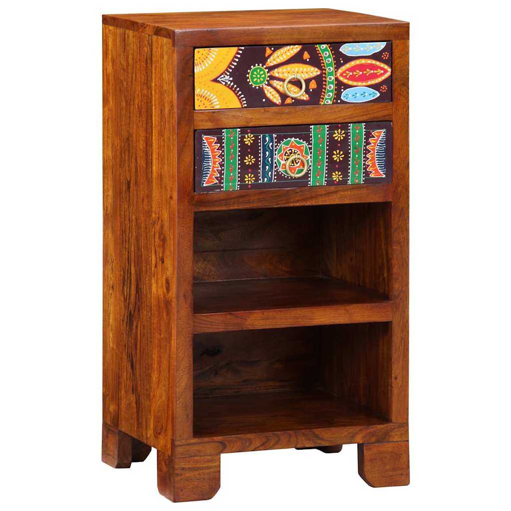 Vidaxl florale einde tafel met lade met opslag bruin 40 x 35 x 75 cm