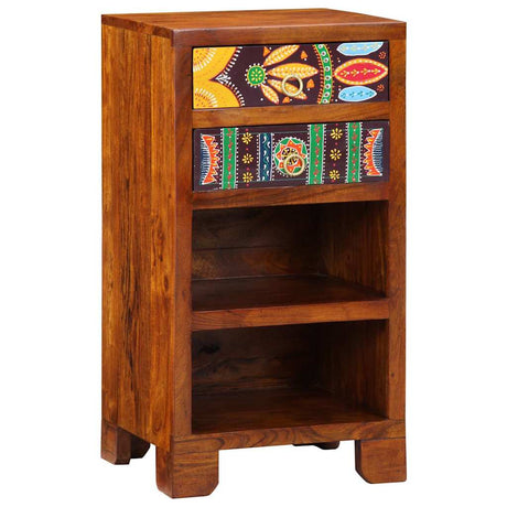 Vidaxl florale einde tafel met lade met opslag bruin 40 x 35 x 75 cm