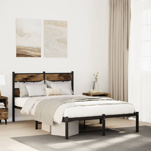 Vidaxl bedframe zonder matras metaal gerookt eikenkleurig 120x200 cm