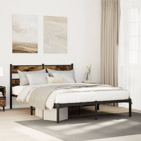 Vidaxl bedframe zonder matras metaal gerookt eikenkleurig 140x200 cm