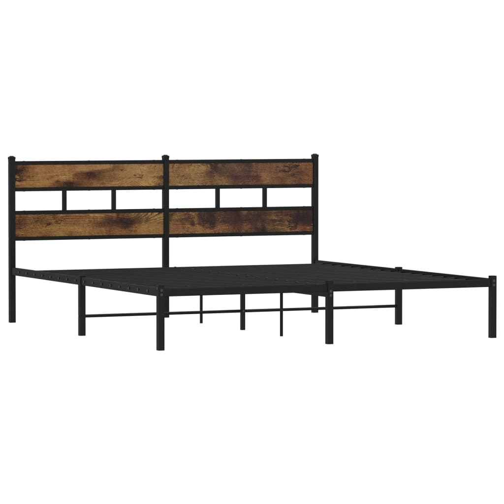 Vidaxl bedframe zonder matras metaal gerookt eikenkleurig 193x203 cm
