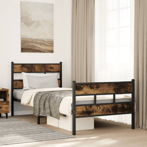 Vidaxl bedframe zonder matras metaal gerookt eikenkleurig 100x200 cm