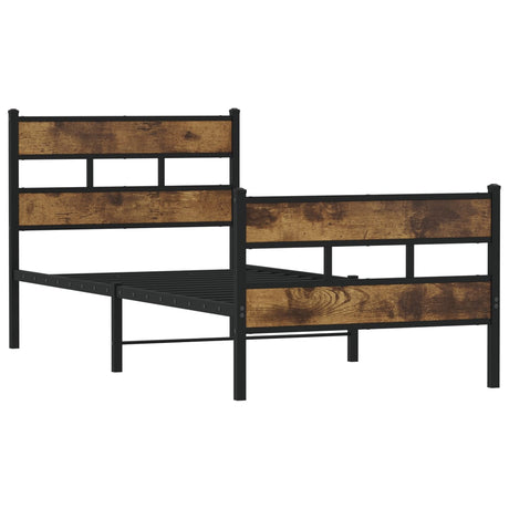 Vidaxl bedframe zonder matras metaal gerookt eikenkleurig 107x203 cm