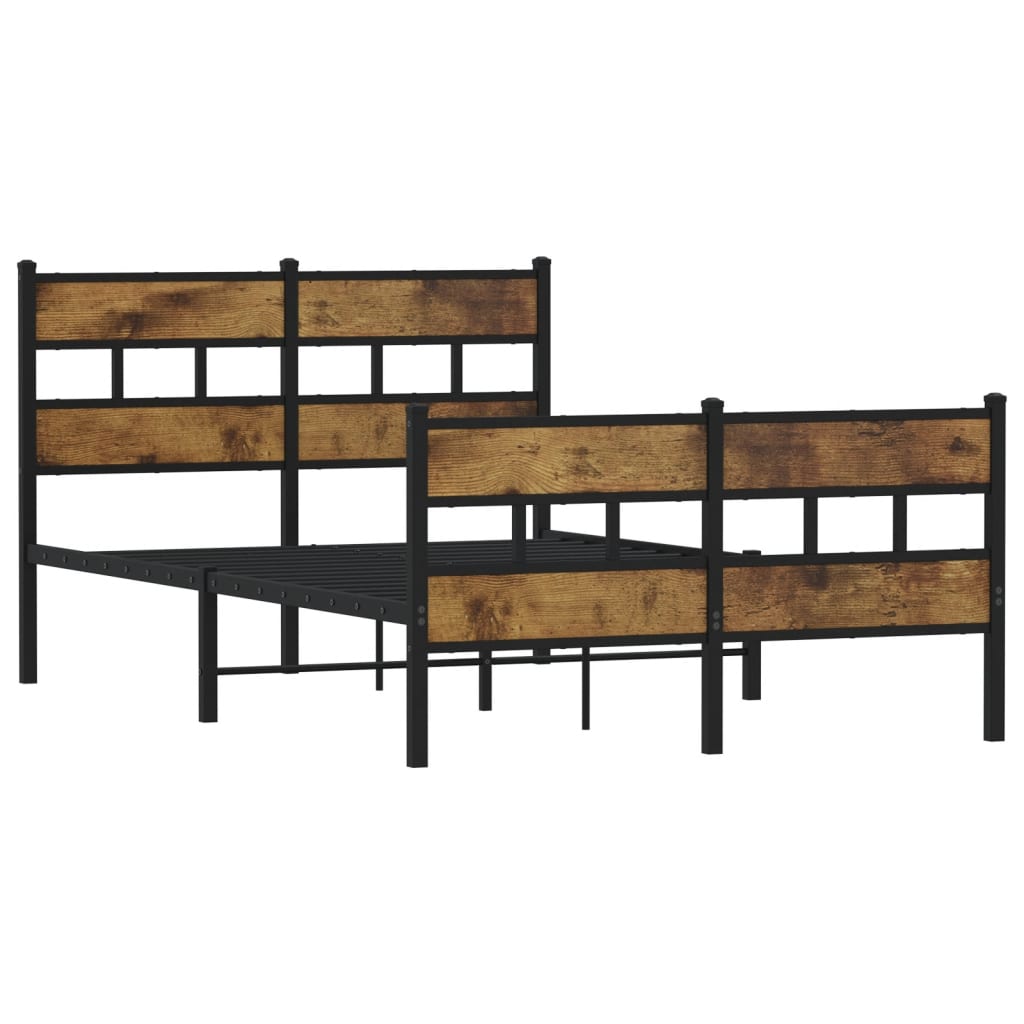 Vidaxl bedframe zonder matras metaal gerookt eikenkleurig 120x190 cm