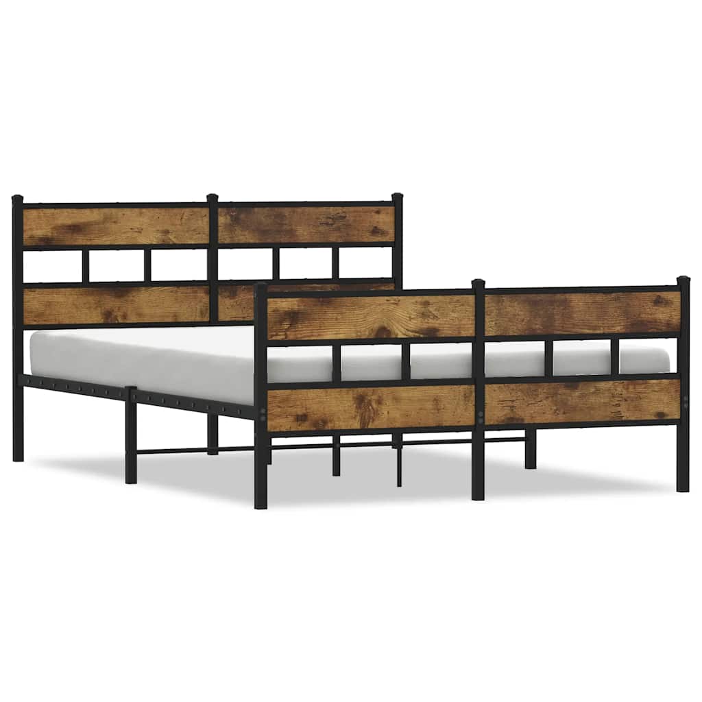 Vidaxl bedframe zonder matras metaal gerookt eikenkleurig 135x190 cm