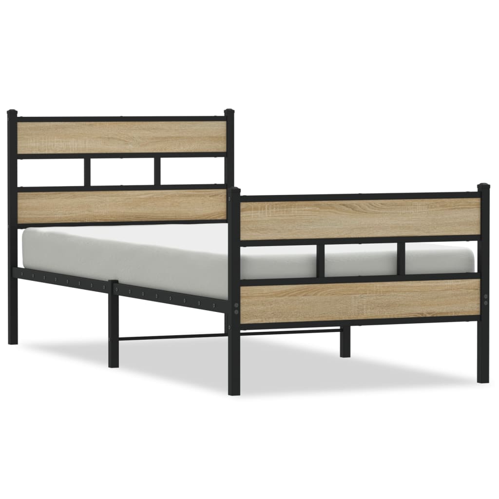 Vidaxl bedframe zonder matras metaal sonoma eikenkleurig 75x190 cm