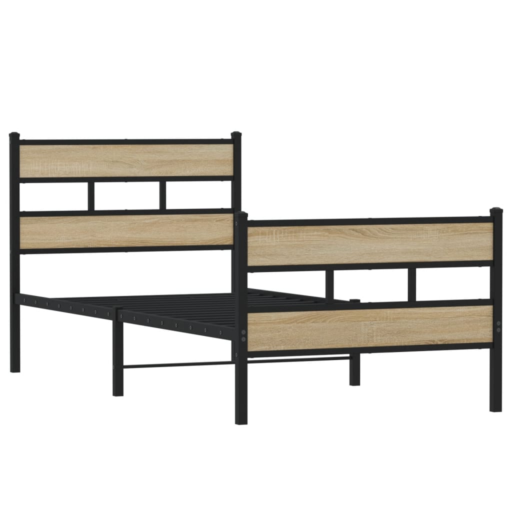 Vidaxl bedframe zonder matras metaal sonoma eikenkleurig 75x190 cm