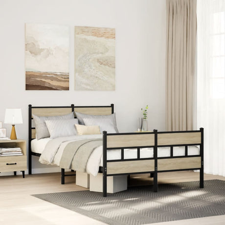 Vidaxl bedframe zonder matras metaal sonoma eikenkleurig 120x200 cm