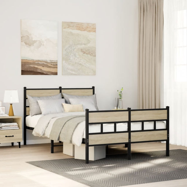 Vidaxl bedframe zonder matras metaal sonoma eikenkleurig 120x200 cm