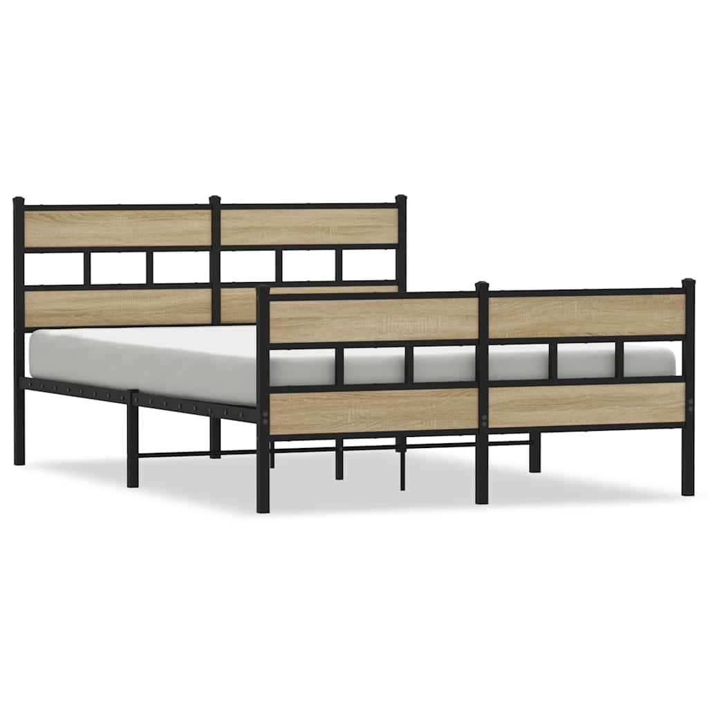 Vidaxl bedframe zonder matras metaal sonoma eikenkleurig 135x190 cm