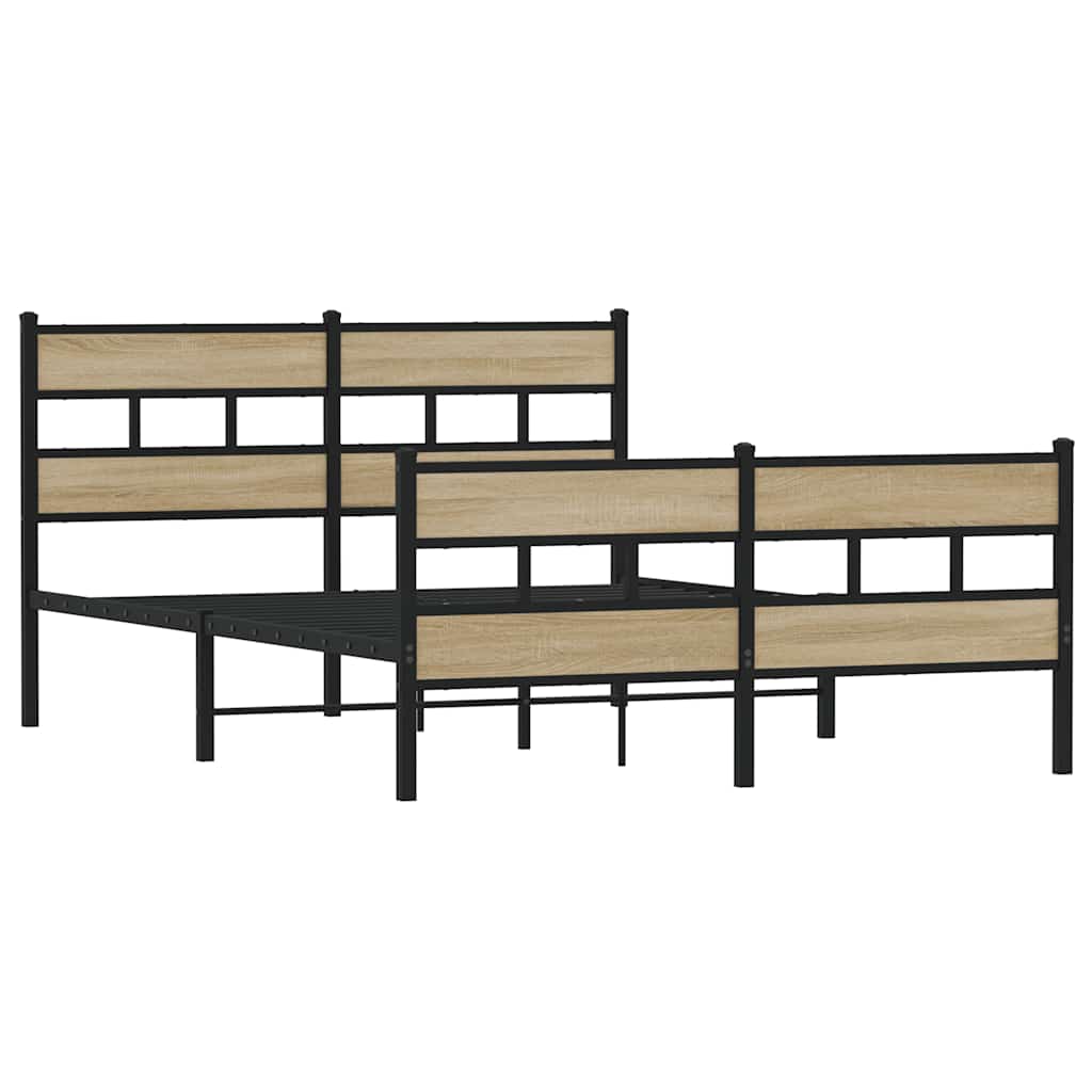 Vidaxl bedframe zonder matras metaal sonoma eikenkleurig 140x190 cm