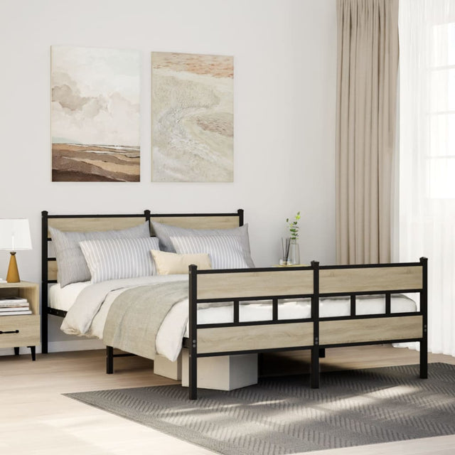 Vidaxl bedframe zonder matras metaal sonoma eikenkleurig 140x200 cm