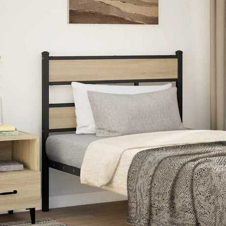 Vidaxl vervangend hoofdbord 107 cm ijzer en sonoma eikenkleurig