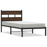 Vidaxl bedframe met hoofdbord zonder matras bruin eikenkleur 75x190 cm