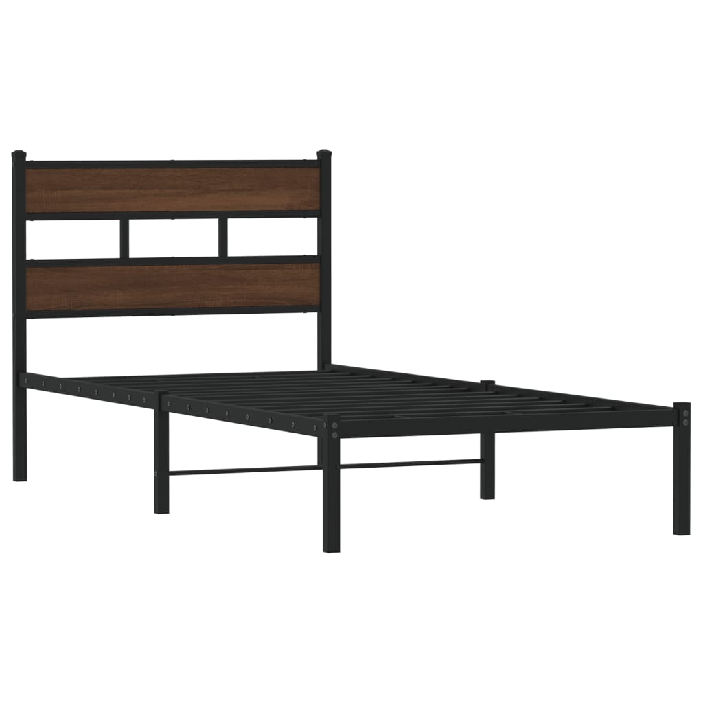 Vidaxl bedframe met hoofdbord zonder matras bruin eikenkleur 75x190 cm
