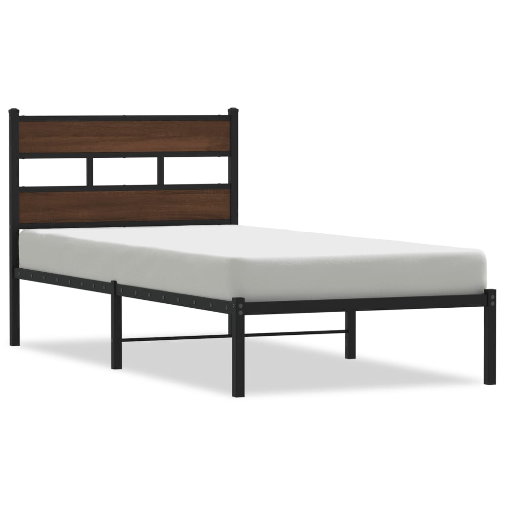 Vidaxl bedframe met hoofdbord zonder matras bruin eikenkleur 80x200 cm