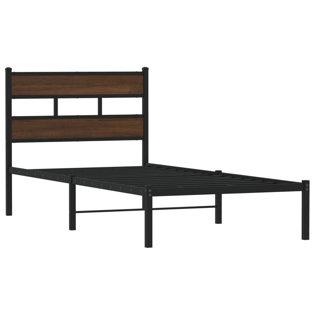 Vidaxl bedframe met hoofdbord zonder matras bruin eikenkleur 80x200 cm