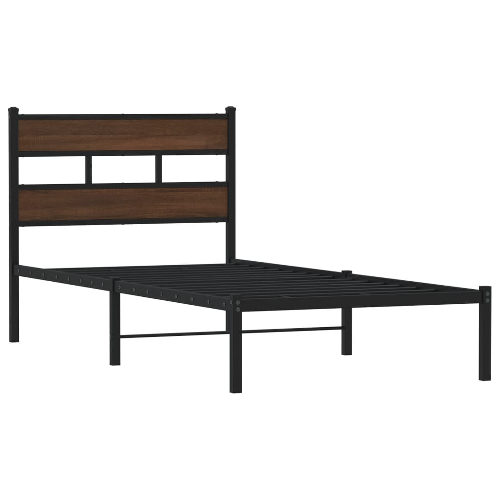 Vidaxl bedframe met hoofdbord zonder matras bruin eiken 100x190 cm