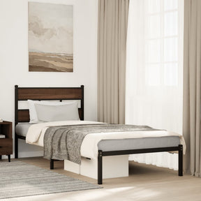 Vidaxl bedframe met hoofdbord zonder matras bruin eiken 100x190 cm