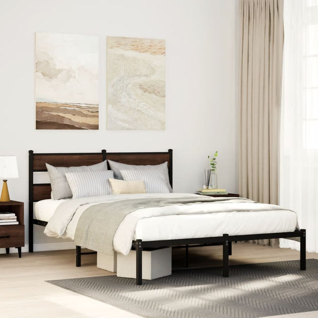 Vidaxl bedframe met hoofdbord zonder matras bruin eiken 140x190 cm