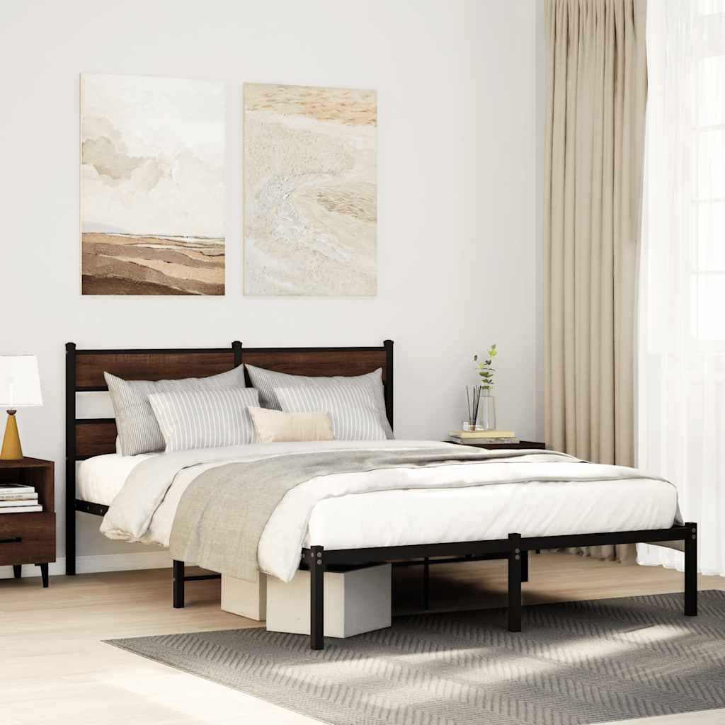 Vidaxl bedframe met hoofdbord zonder matras bruin eiken 140x200 cm