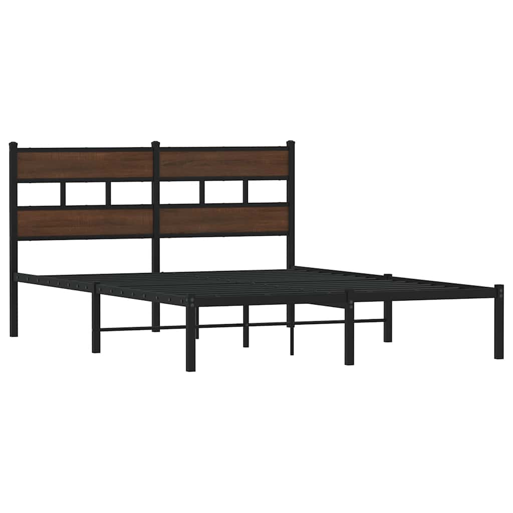 Vidaxl bedframe met hoofdbord zonder matras bruin eiken 150x200 cm