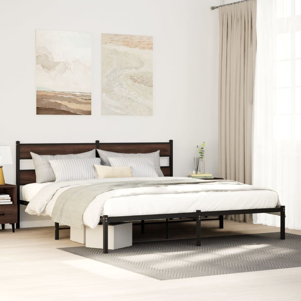 Vidaxl bedframe met hoofdbord zonder matras bruin eiken 183x213 cm