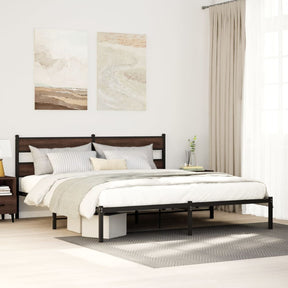 Vidaxl bedframe met hoofdbord zonder matras bruin eiken 183x213 cm