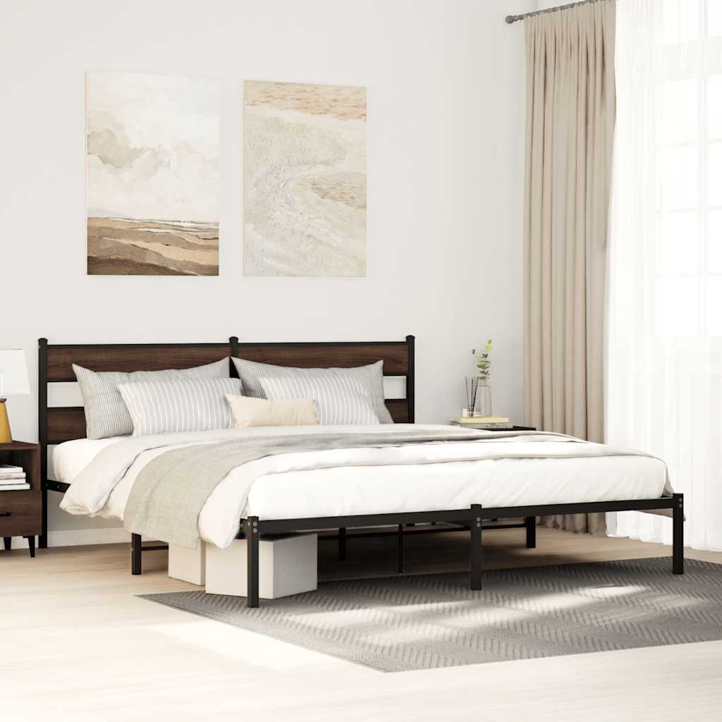 Vidaxl bedframe met hoofdbord zonder matras bruin eiken 193x203 cm