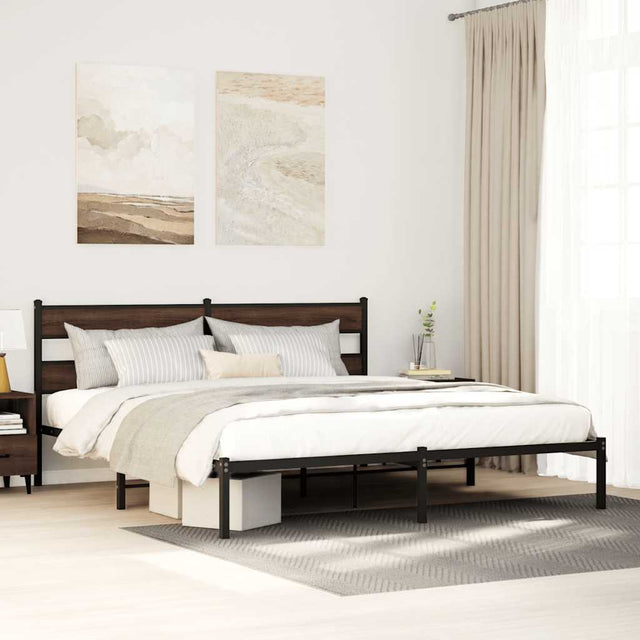Vidaxl bedframe met hoofdbord zonder matras bruin eiken 193x203 cm