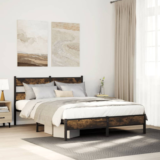 Vidaxl bedframe met hoofdbord zonder matras sonoma eiken 140x190 cm