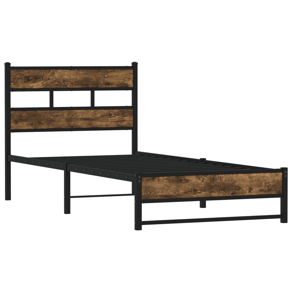Vidaxl bedframe zonder matras metaal gerookt eikenkleurig 107x203 cm
