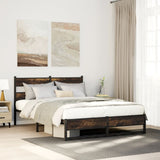 Vidaxl bedframe zonder matras metaal gerookt eikenkleurig 140x190 cm