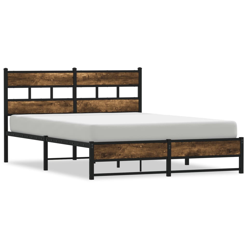 Vidaxl bedframe zonder matras metaal gerookt eikenkleurig 140x200 cm