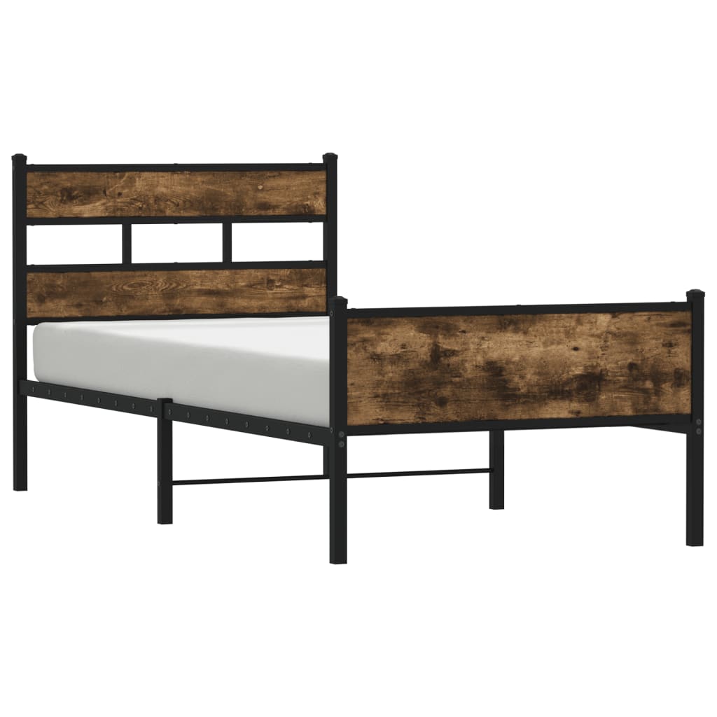 Vidaxl bedframe zonder matras hout gerookt eikenkleurig 75x190 cm