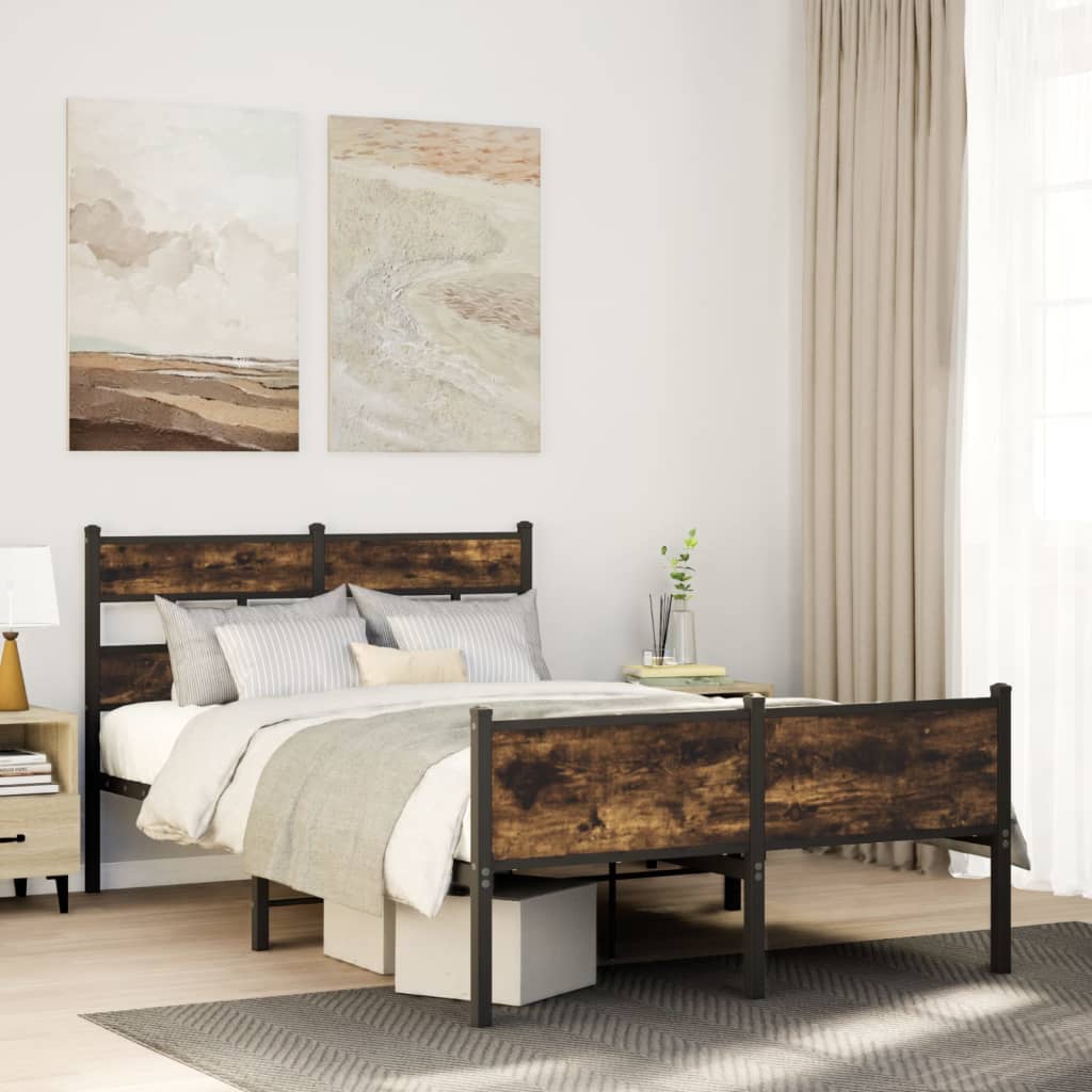 Vidaxl bedframe zonder matras hout gerookt eikenkleurig 120x190 cm