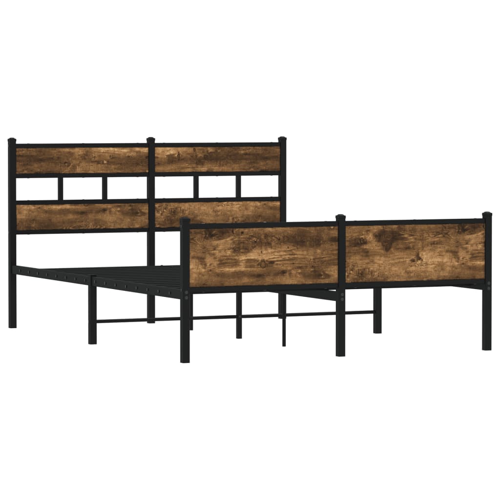 Vidaxl bedframe zonder matras hout gerookt eikenkleurig 137x190 cm