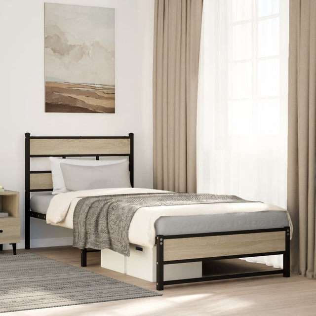 Vidaxl bedframe zonder matras metaal sonoma eikenkleurig 80x200 cm