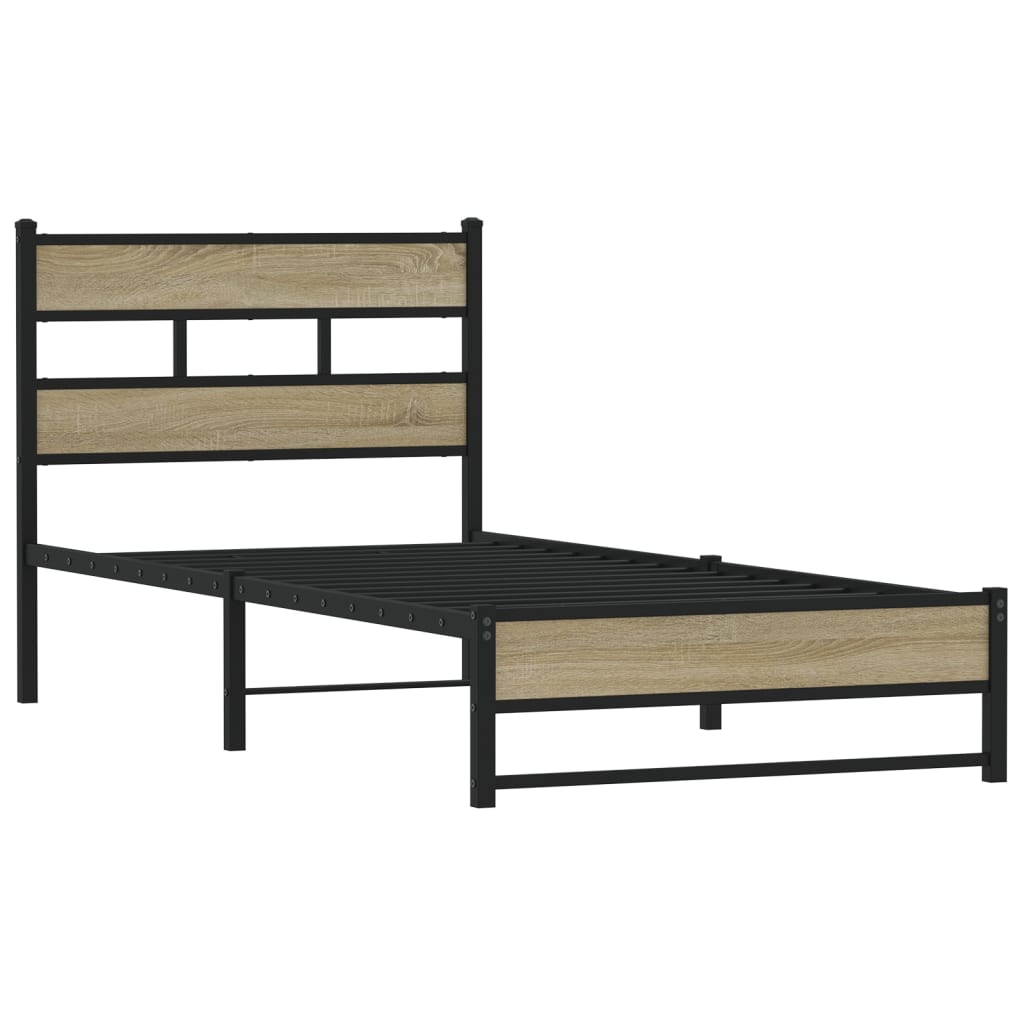 Vidaxl bedframe zonder matras metaal sonoma eikenkleurig 107x203 cm