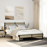 Vidaxl bedframe zonder matras metaal sonoma eikenkleurig 135x190 cm