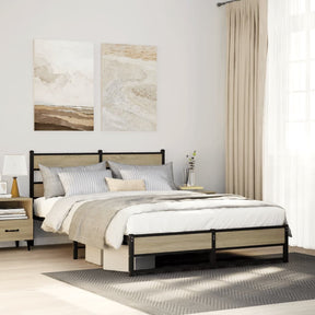 Vidaxl bedframe zonder matras metaal sonoma eikenkleurig 135x190 cm