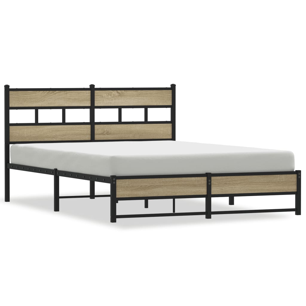 Vidaxl bedframe zonder matras metaal sonoma eikenkleurig 150x200 cm