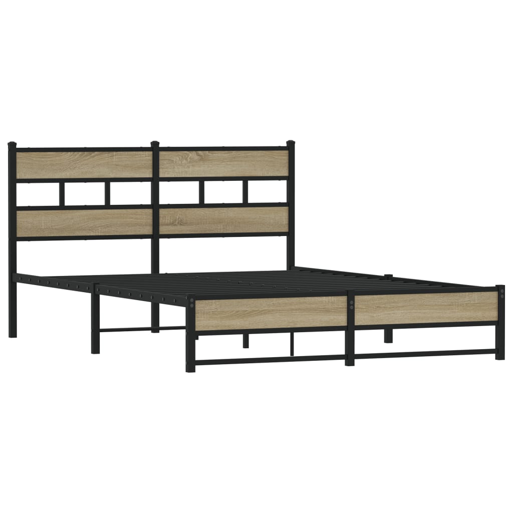 Vidaxl bedframe zonder matras metaal sonoma eikenkleurig 150x200 cm