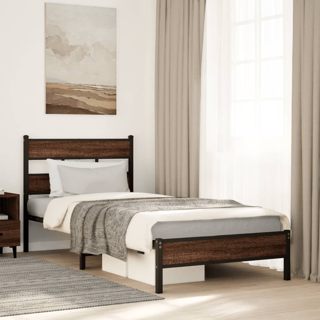 Vidaxl bedframe zonder matras bewerkt hout bruin eikenkleur 90x190 cm